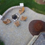 brick patio with custom firepit