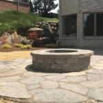 outdoor stone and brick firepit