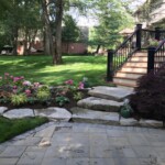 Brick and stone landscaping with garden