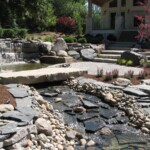 Waterfall and stone creek water feature